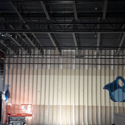 Comercial job high walls drywall installation